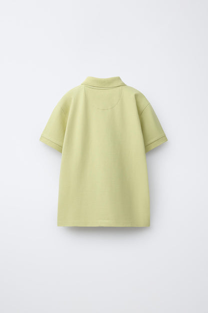 RELAXED OPEN COLLAR POLO - PALE YELLOW