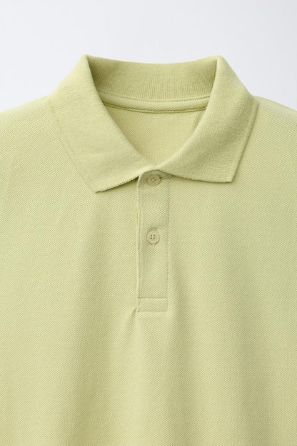 RELAXED OPEN COLLAR POLO - PALE YELLOW