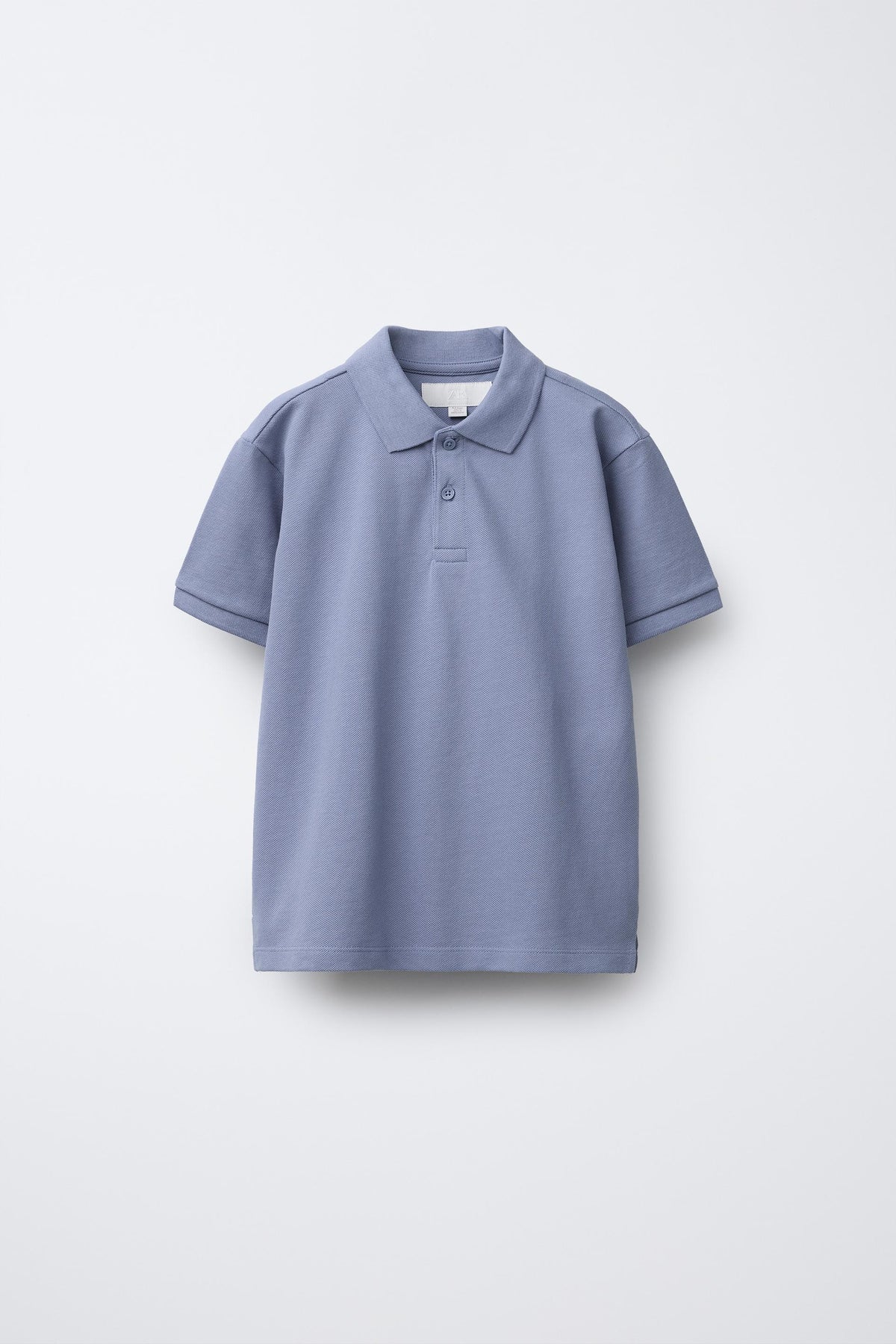 PIQUE COTTON SHORT SLEEVE POLO - PALE BLUE